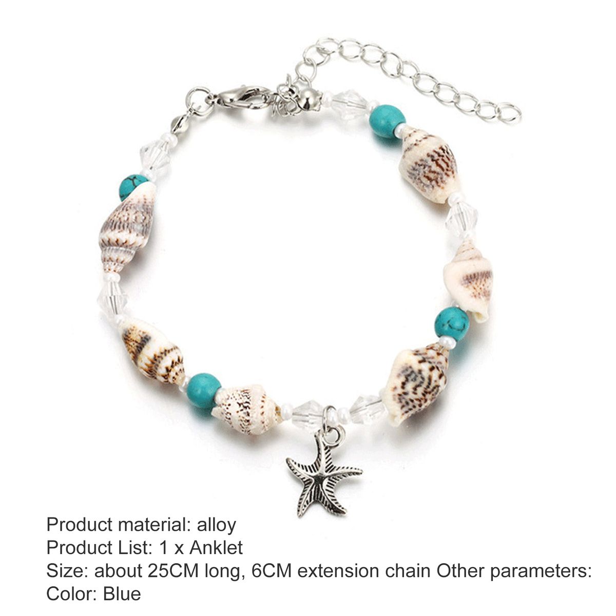 Chain Anklet Fashion Beach Pendant Anklet Blue
