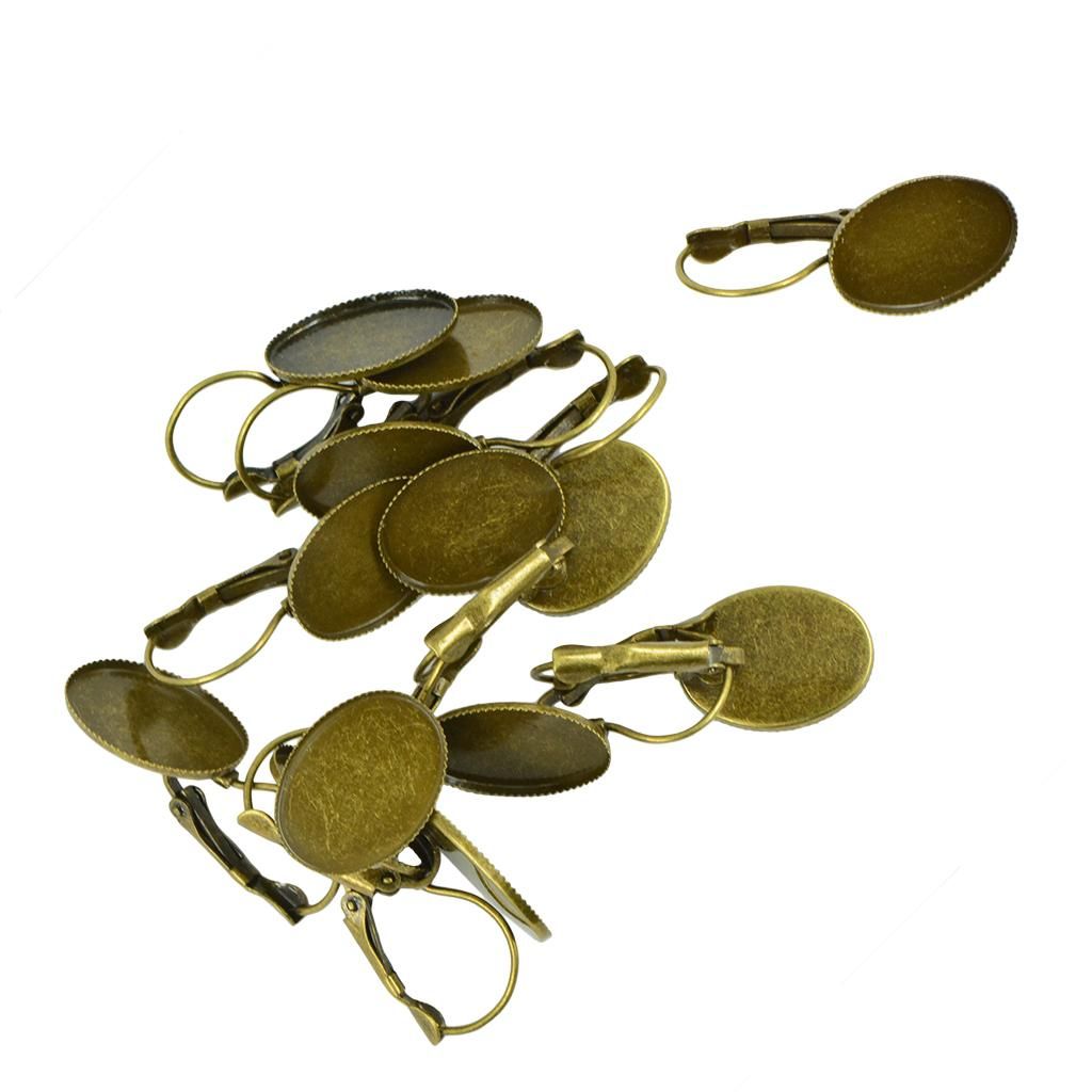 12 Pieces Levereback Earring Hook Blank Bezel Cabochon