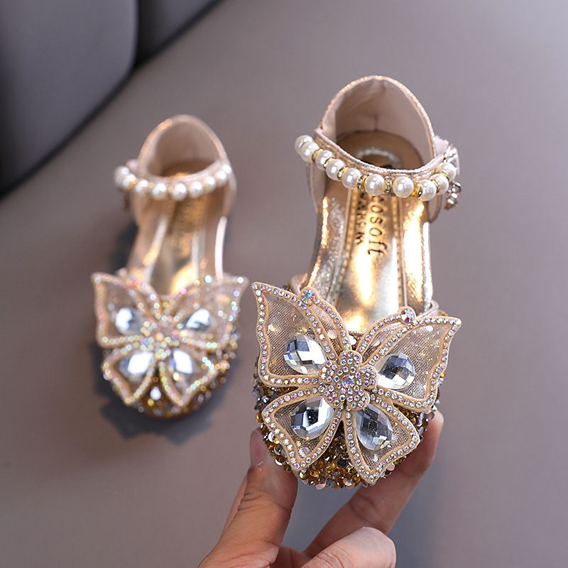 Serena Girl Glitter Belt Design Birthday Party Shoe - Gold