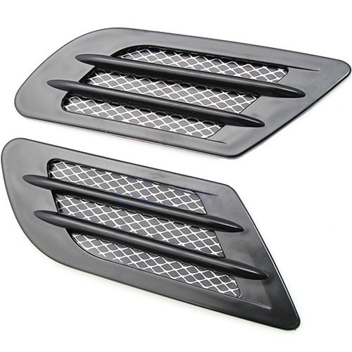 Car Side Air Flow Vent Hole Cover Fender Intake Grille-Black