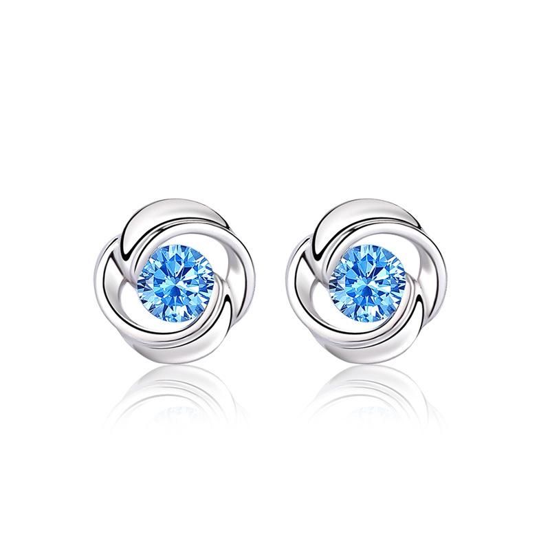 S999 Sterling Silver Small Fragrant Wind Earrings for Women, Fresh and Versatile Rotating Flower Zircon Earrings