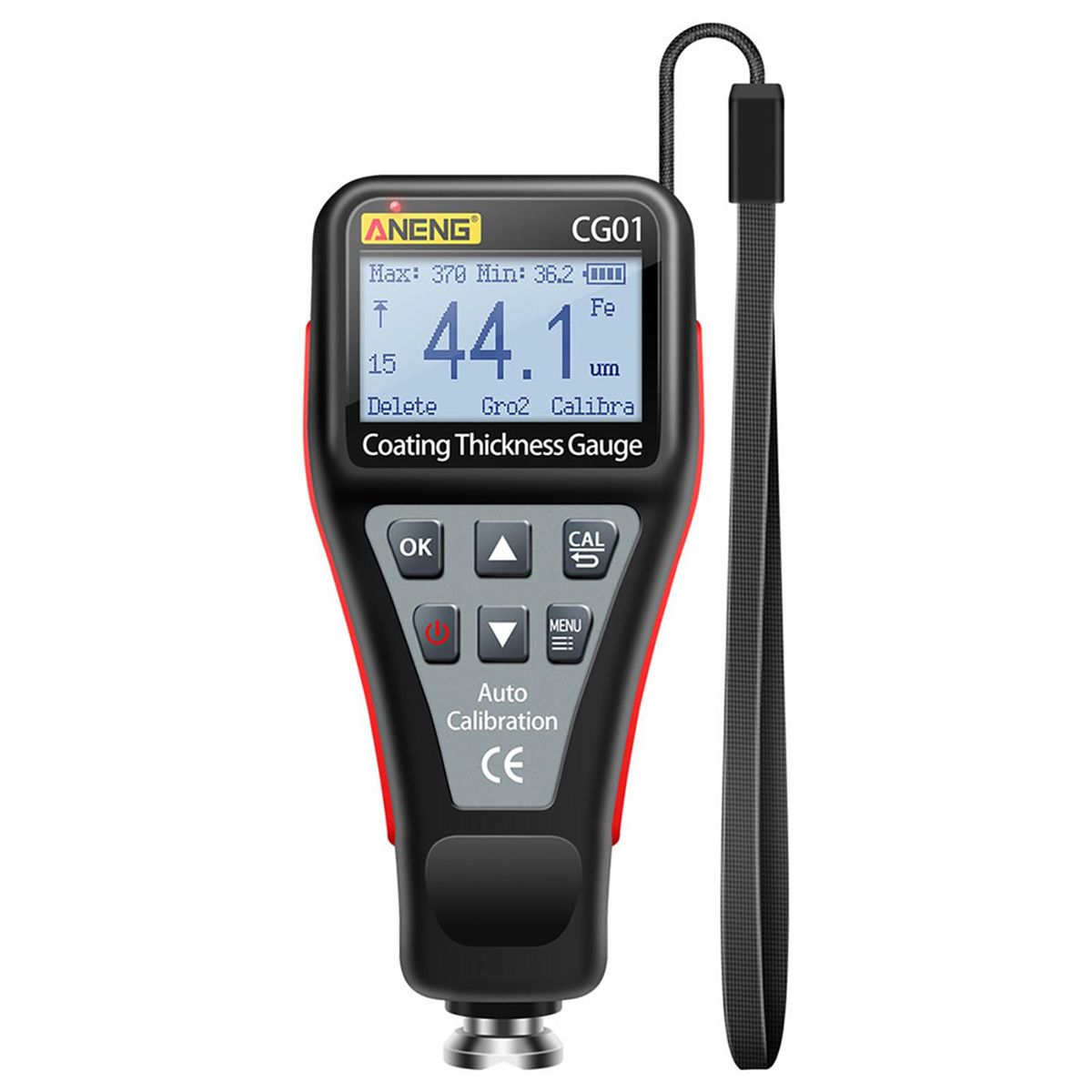 ANENG CG01 Coating Thickness Gauge Kit Iron and Non-iron Base Metal Thickness Meter Automobile Paint Inspection Tester with Adjustable LCD Automatic Rotating Screen, Alarm/ Calibration/ Data Storage Function