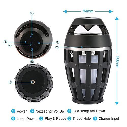 Flame Atmosphere Wireless Speaker Portable V4.2 Bluetooth Speaker With LED Flickers Flame Light Wireless Stereo Super Bass And Sound For Iphone Ipad Android, Outdoor Camping, Bedroom, Restaur HT-S