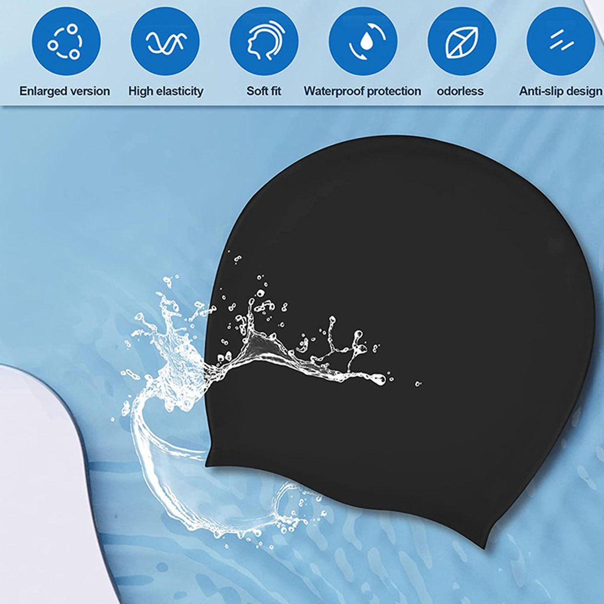 Extra Large Swim Cap for Long Hair Girls Waterproof Silicone