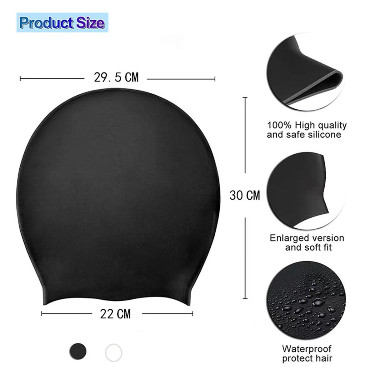 Extra Large Swim Cap for Long Hair Girls Waterproof Silicone