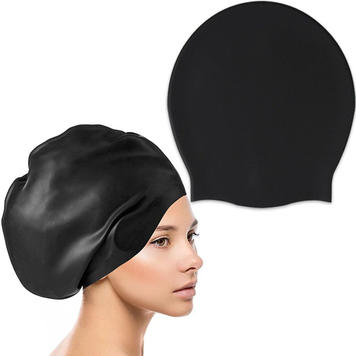 Extra Large Swim Cap for Long Hair Girls Waterproof Silicone