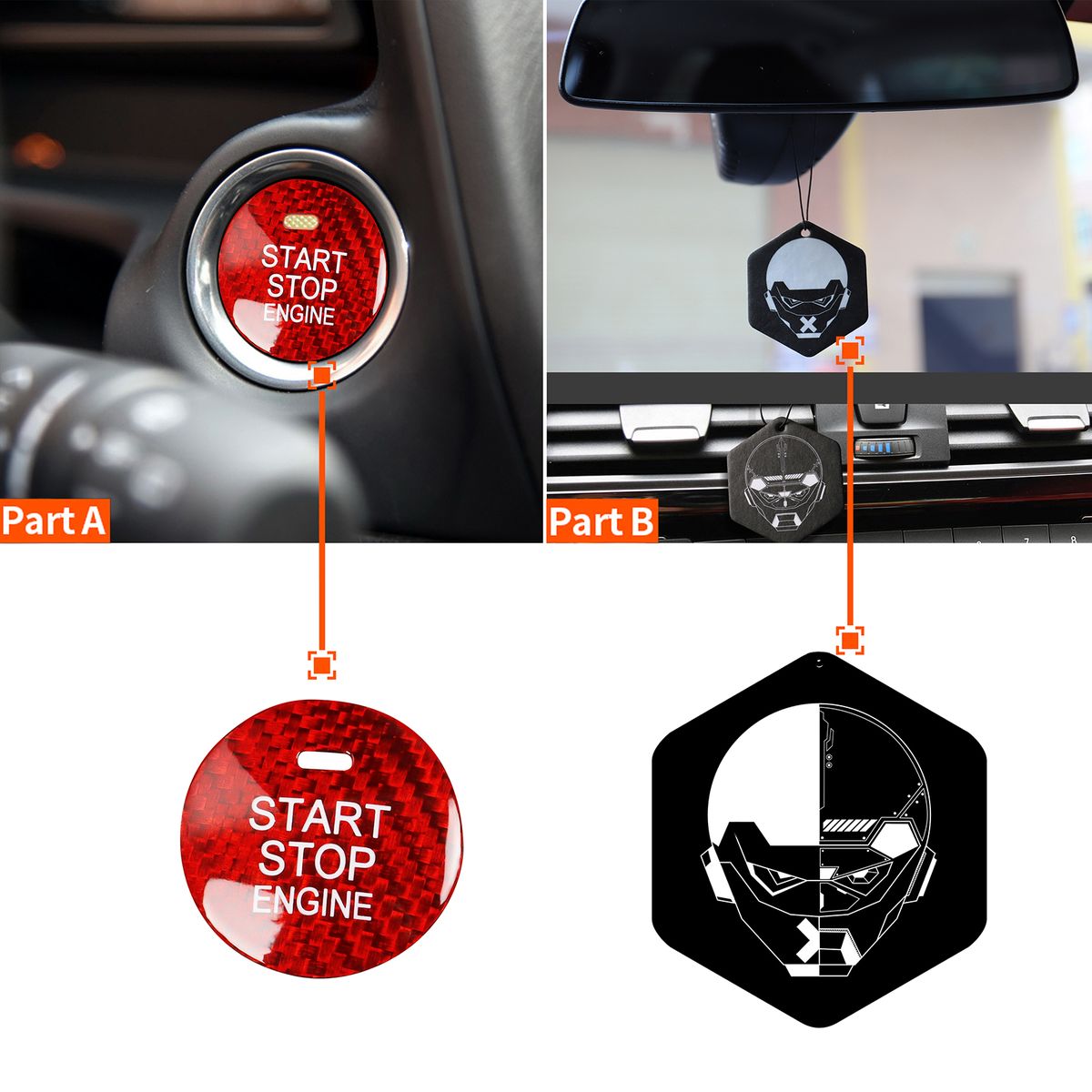 Carbon Fibre Protector Car Engine Start Stop Switch Button