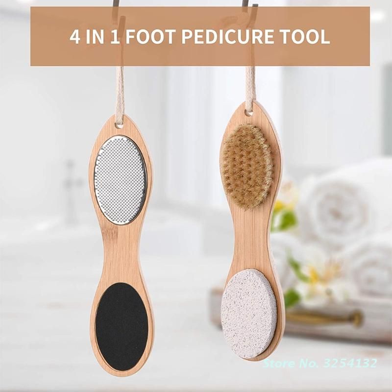 1pcs 4 In 1 Foot File Brush Double Sided Callus Remover Dead Skin Crack Exfoliator Rasp Scrubber Pumice Stone Pedicure Tool