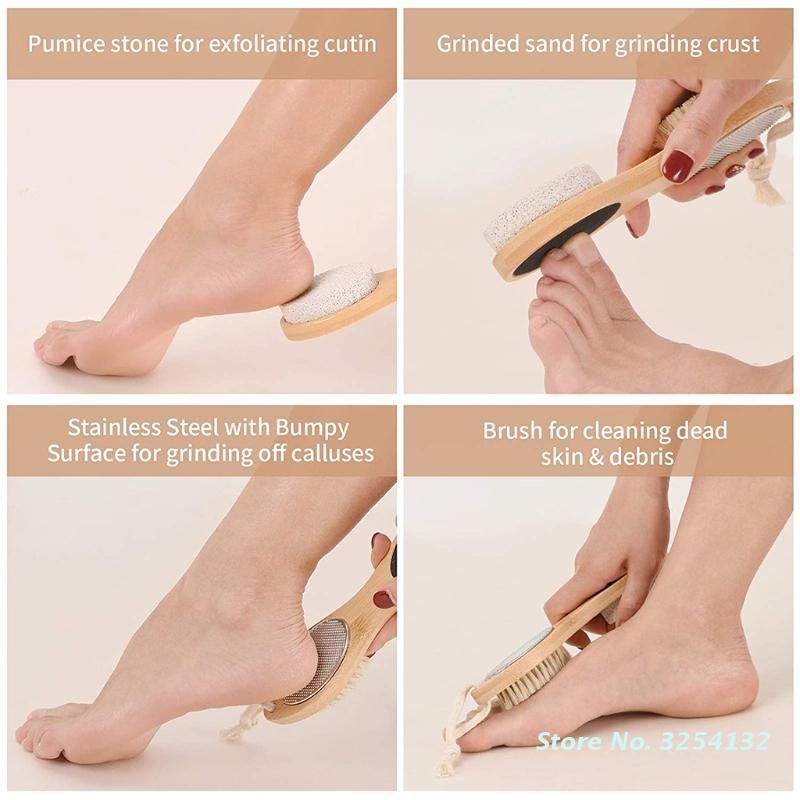 1pcs 4 In 1 Foot File Brush Double Sided Callus Remover Dead Skin Crack Exfoliator Rasp Scrubber Pumice Stone Pedicure Tool