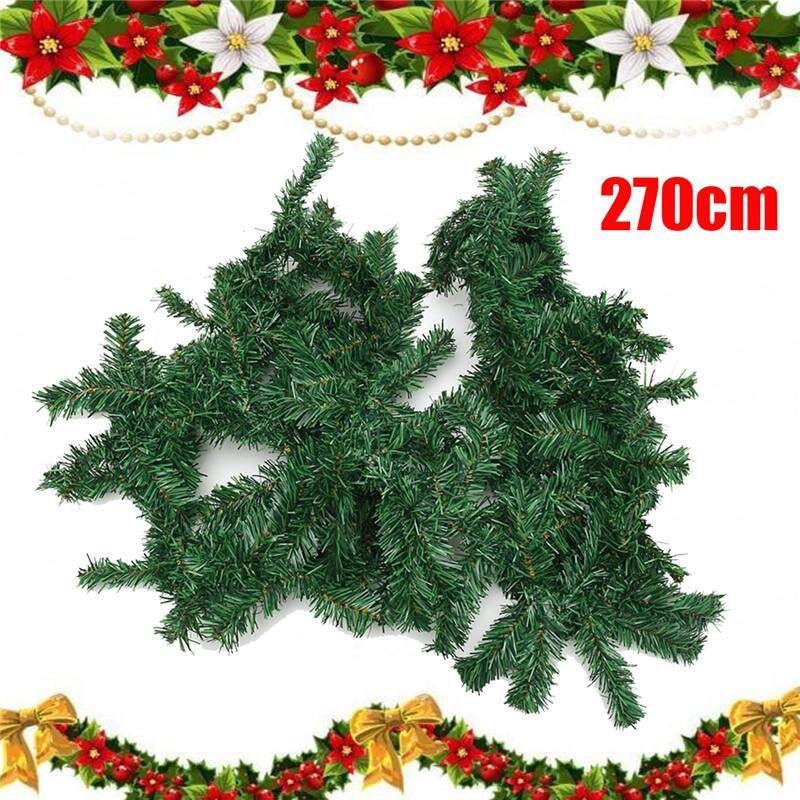 2.7M Long Xmas Christmas Garland Pine Needles Fireplace Plant Green Decor US