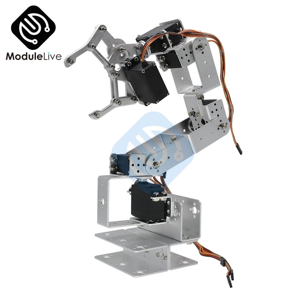 1Set Aluminium Robot 6 DOF Arm Mechanical Robotic Arm Clamp Claw Mount Kit Without Servos For Arduino DIY Robot Parts-6 DOF Arm