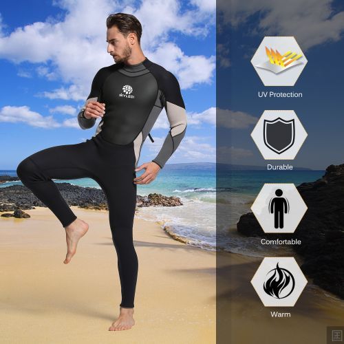 Men's 3mm Back Zip Full Body Wetsuit Swimming Surfing