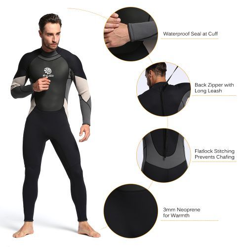 Men's 3mm Back Zip Full Body Wetsuit Swimming Surfing