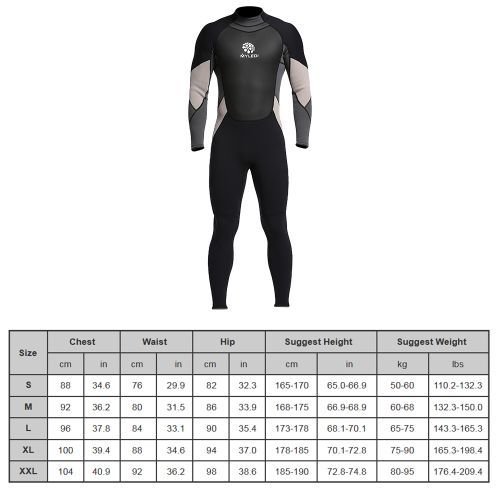 Men's 3mm Back Zip Full Body Wetsuit Swimming Surfing