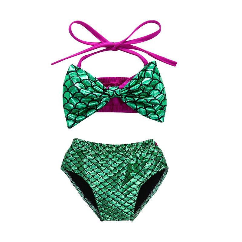 Kid Children Mermaid Swimsuit Big Bow Two-Piece Suits Set