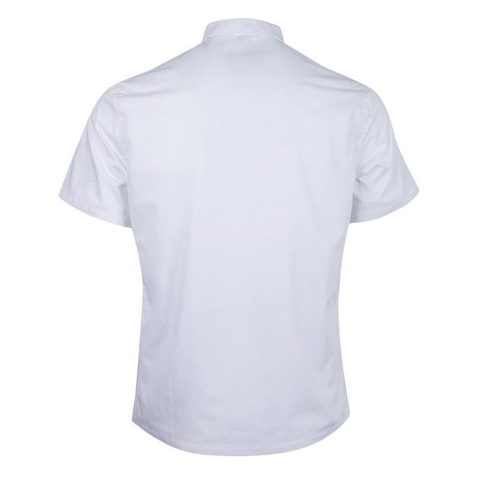 Unisex Simple Solid Chef Jackets Breathable Short Sleeves Shirt White