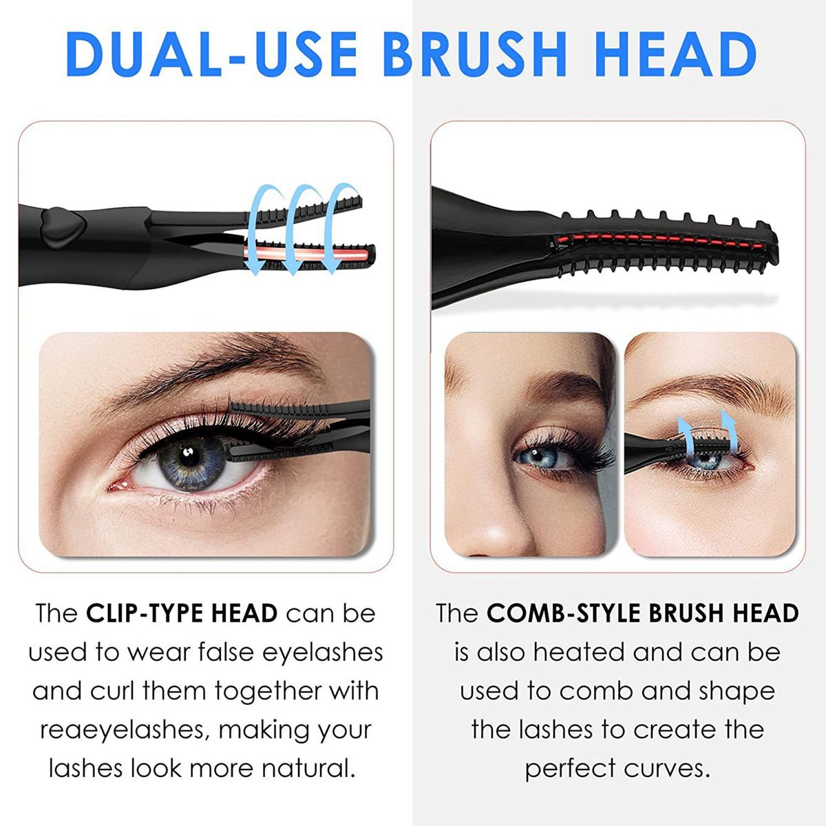 2 In 1 Electric Eyelash Curler Portable Rechargeable Heated