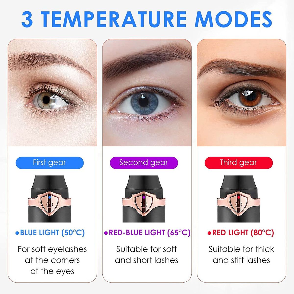 2 In 1 Electric Eyelash Curler Portable Rechargeable Heated