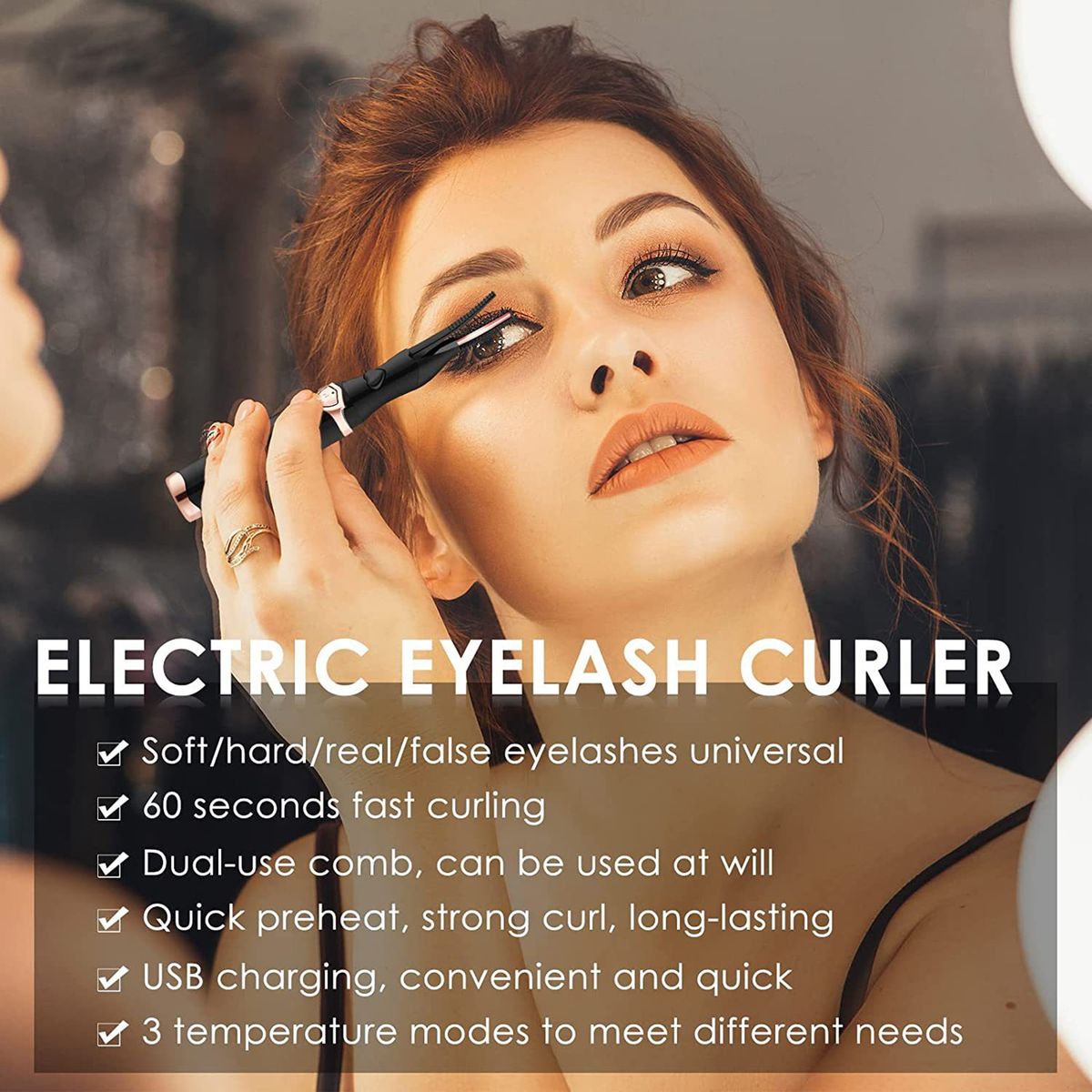 2 In 1 Electric Eyelash Curler Portable Rechargeable Heated