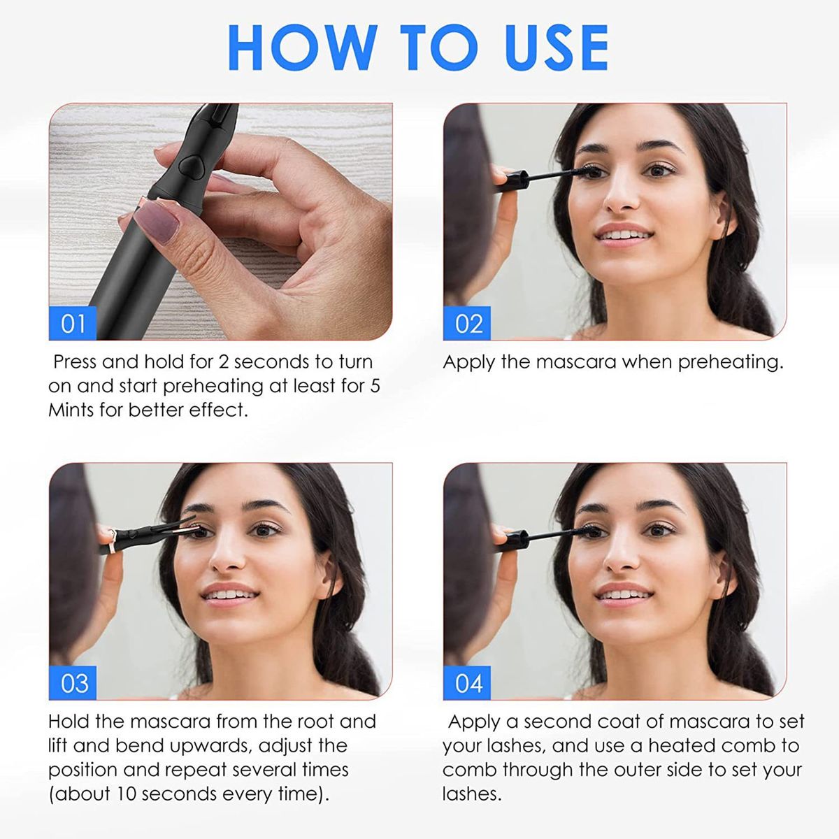 2 In 1 Electric Eyelash Curler Portable Rechargeable Heated