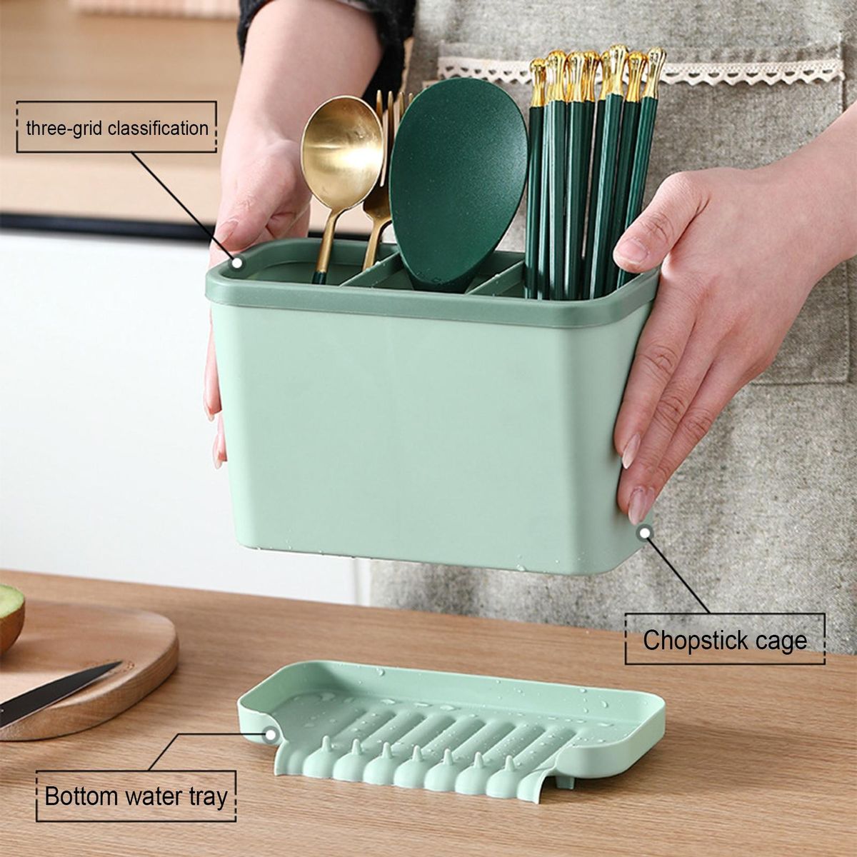 Chopstick Case Spoon Fork Chopstick Organizer Green