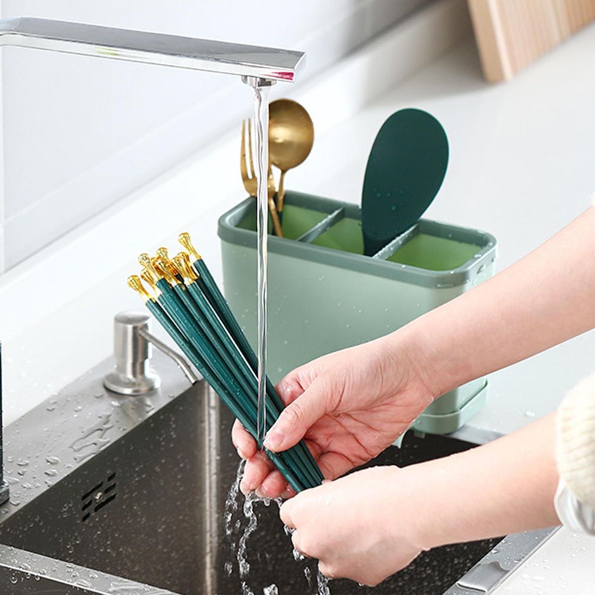 Chopstick Case Spoon Fork Chopstick Organizer Green