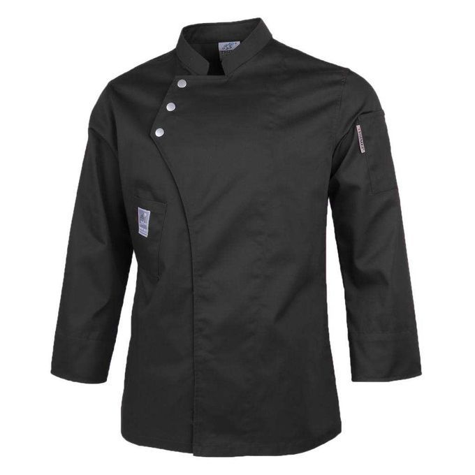 Unisex Chef Jackets Coat Long Sleeves Shirt Kitchen Uniform Black XXXL