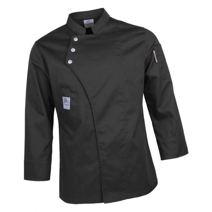 Unisex Chef Jackets Coat Long Sleeves Shirt Kitchen Uniform Black XXXL