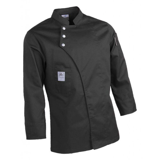 Unisex Chef Jackets Coat Long Sleeves Shirt Kitchen Uniform Black XXXL