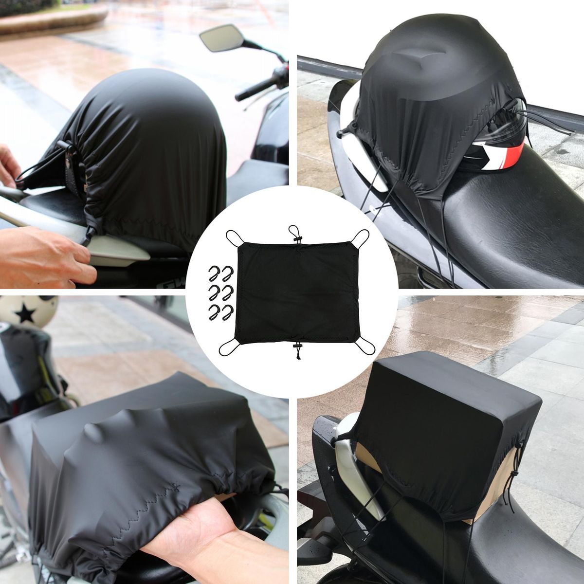 Motorcycle Rear Shelf Cover Trunk Seat Rear Rack Waterproof Luggage Cover Elastic Motorbike Luggage Cover for Keeping   Items Secure (Black) M/L