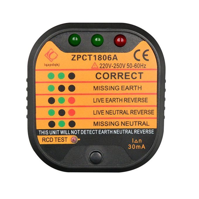 ZPCT1806A Socket Tester Detector Circuit Polarity Voltage Plug Breaker UK