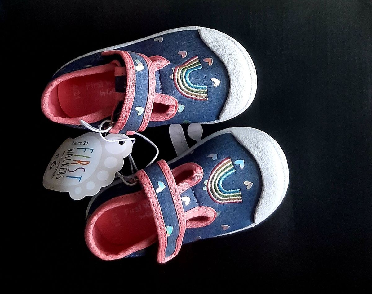 Girls Blue Jean T-Bar First Walkers Shoe