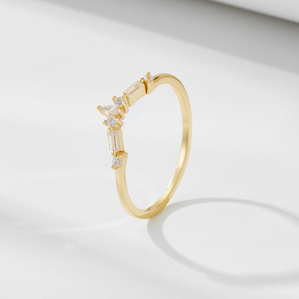 925 Sterling Silver Zircon Ring Simple and Versatile