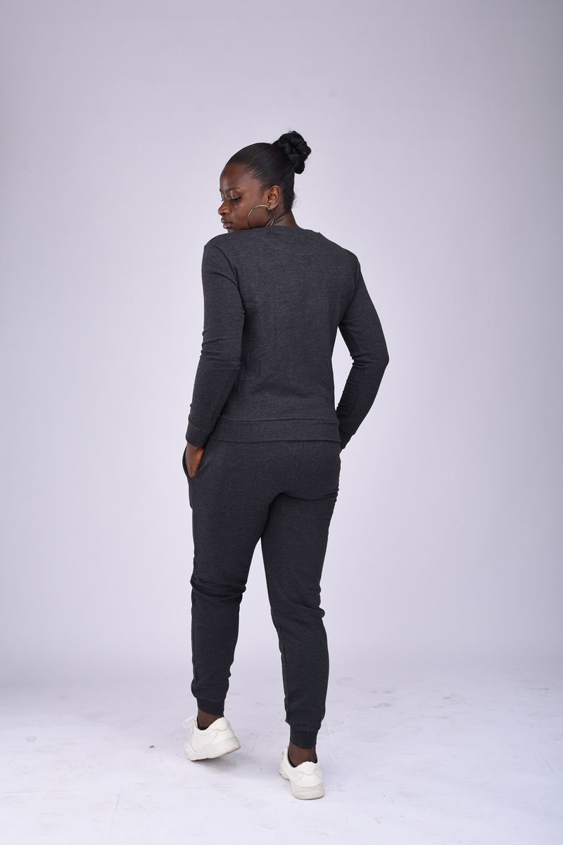 Women's Eko Lagos Sweatshirt With Joggers Up & Down- Dark Grey