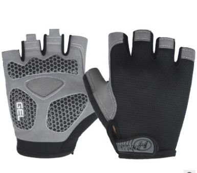 Cycling Shock Absorbing Anti-Slip Gloves Fitness Weight Lifting Training Half-finger Gloves, Size:L(Black)