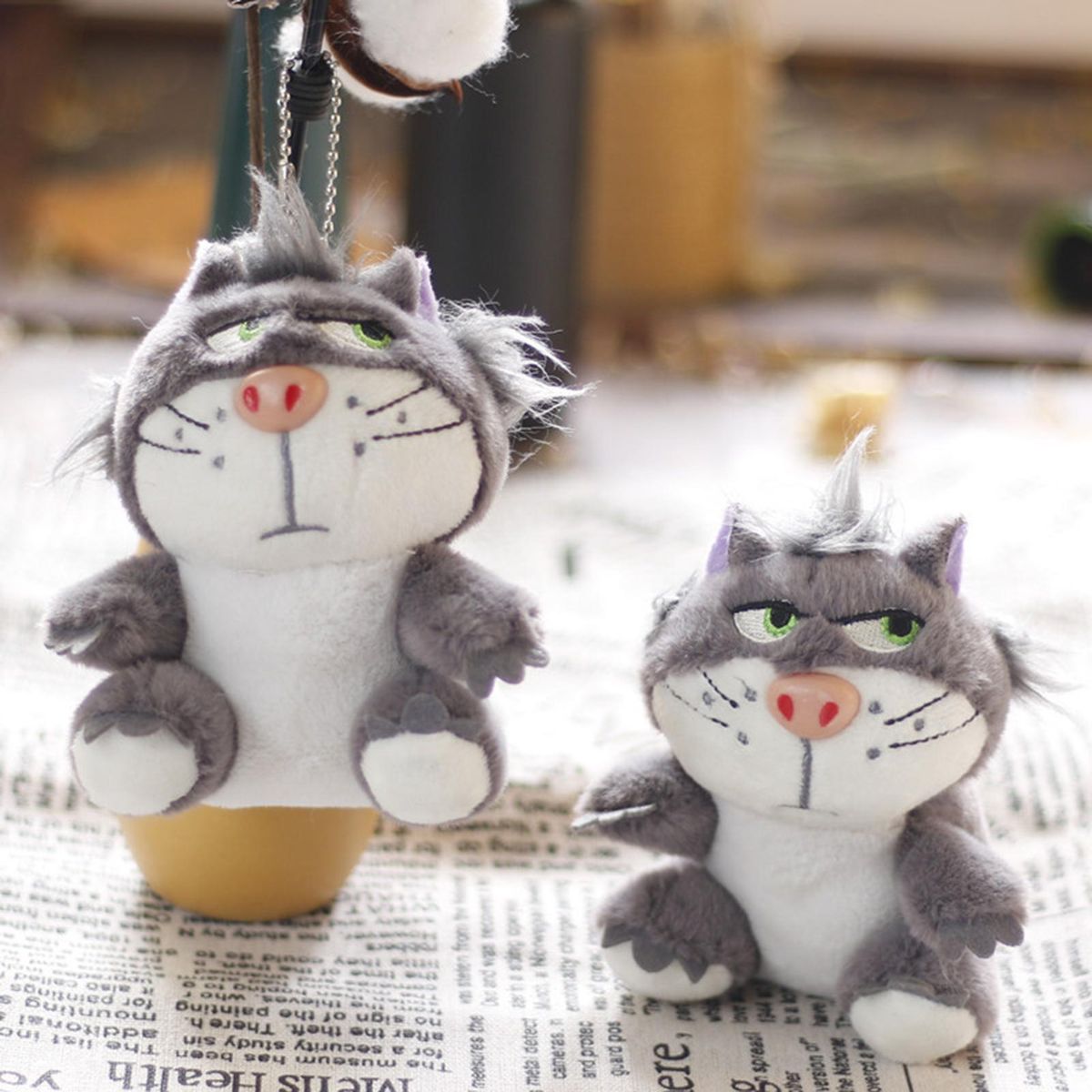 Car Key Chain Cute Plush Lucifer Cat Pendant Grey
