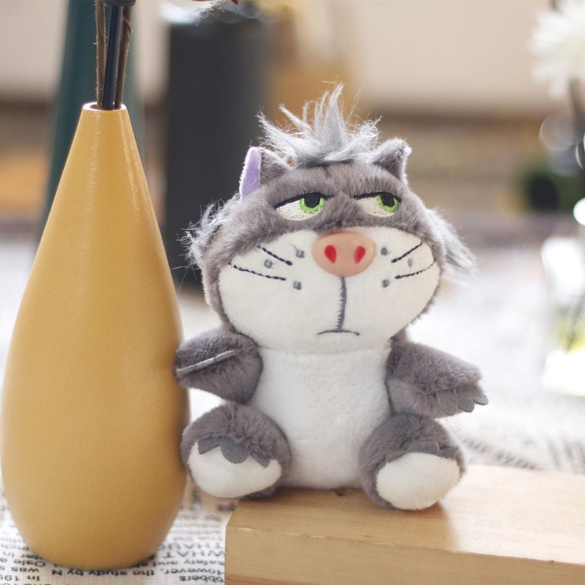 Car Key Chain Cute Plush Lucifer Cat Pendant Grey