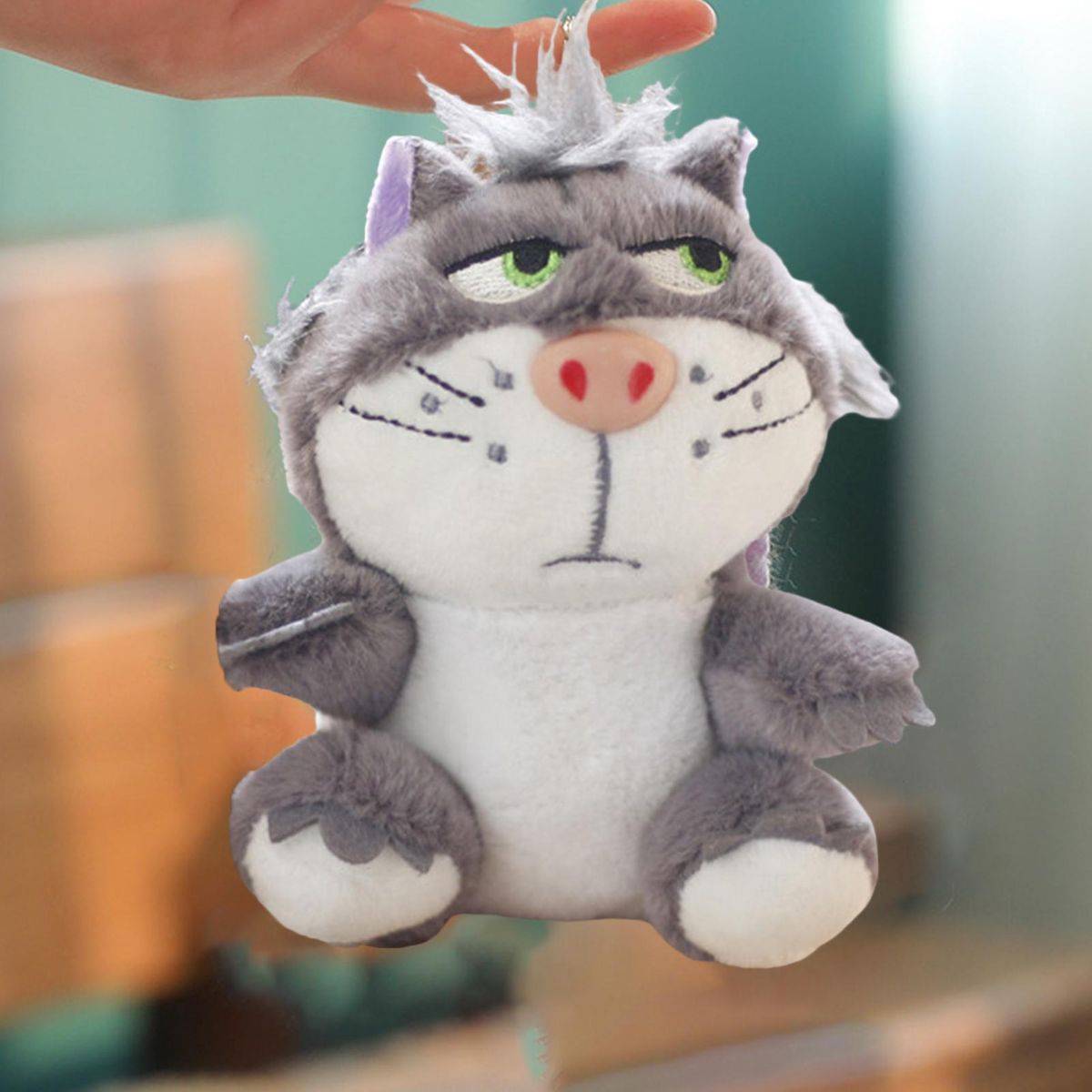 Car Key Chain Cute Plush Lucifer Cat Pendant Grey