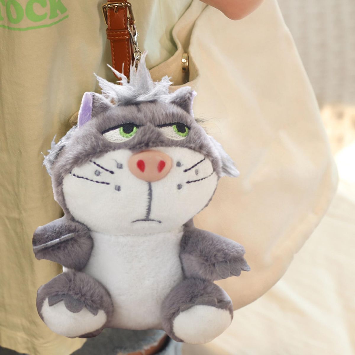 Car Key Chain Cute Plush Lucifer Cat Pendant Grey