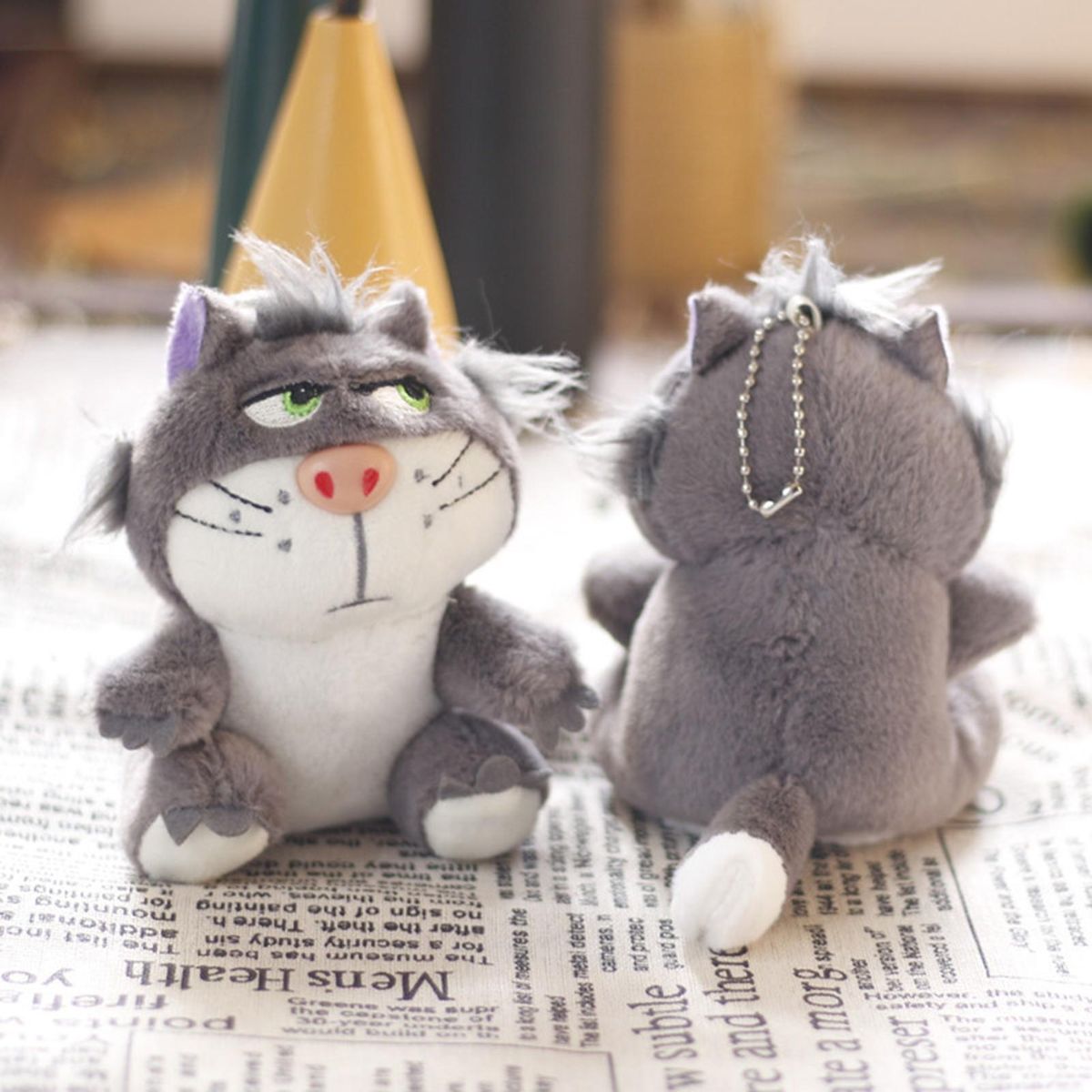 Car Key Chain Cute Plush Lucifer Cat Pendant Grey