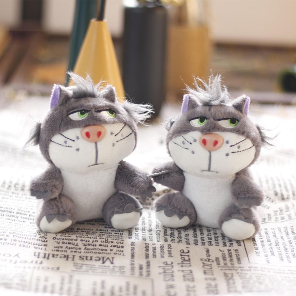 Car Key Chain Cute Plush Lucifer Cat Pendant Grey