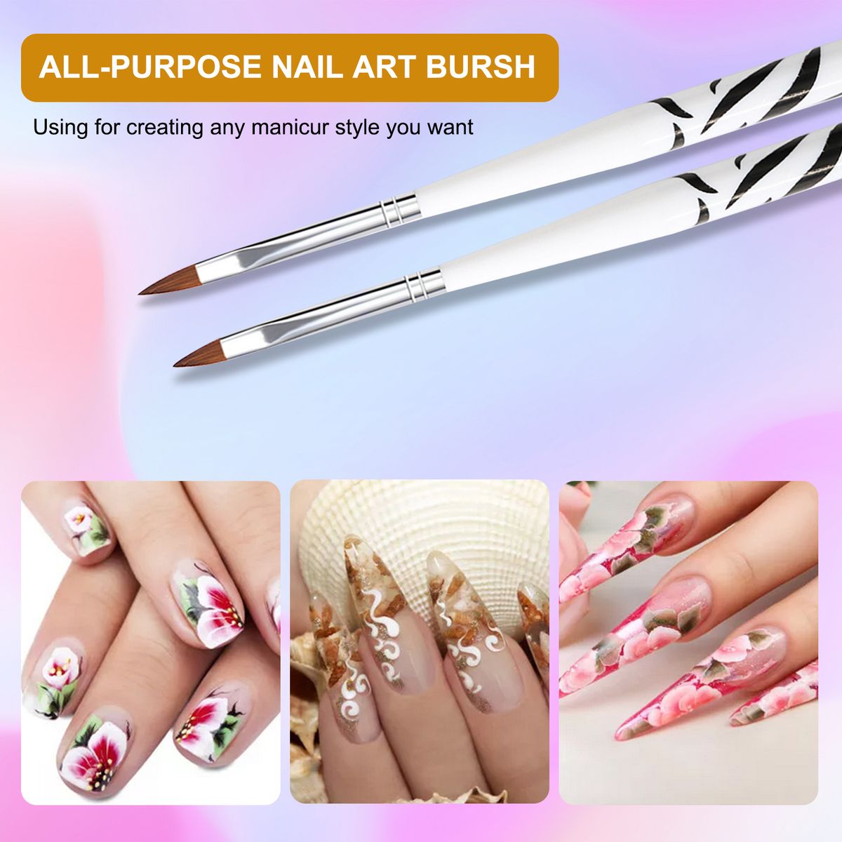 9PCS Nail Art Tools Polish Gels Liner Pen Nail Painting Pen