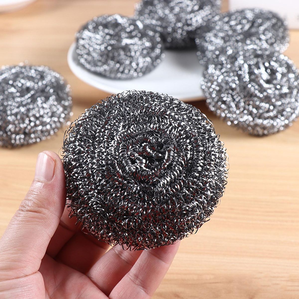 124Pcs Cleaning Brush Kitchen Pot Brush Steel Wire Ball Cleaner