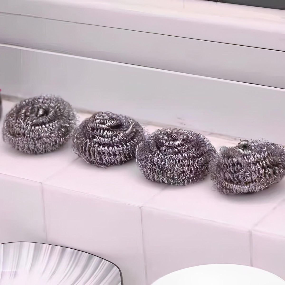 124Pcs Cleaning Brush Kitchen Pot Brush Steel Wire Ball Cleaner