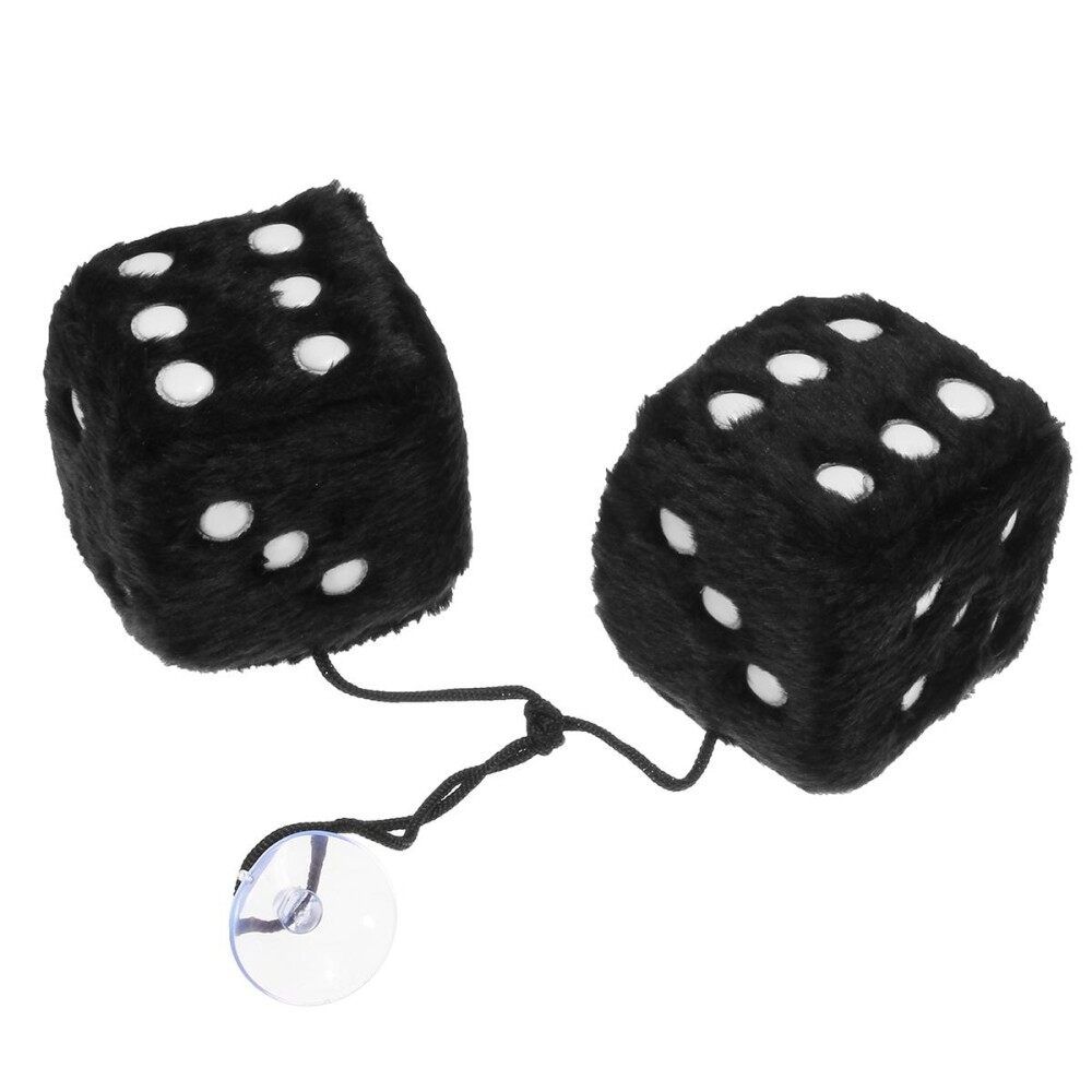 Zone Tech Vintage Car Red Hanging Mirror 2.75" Fuzzy Dice A Pair Black (black)