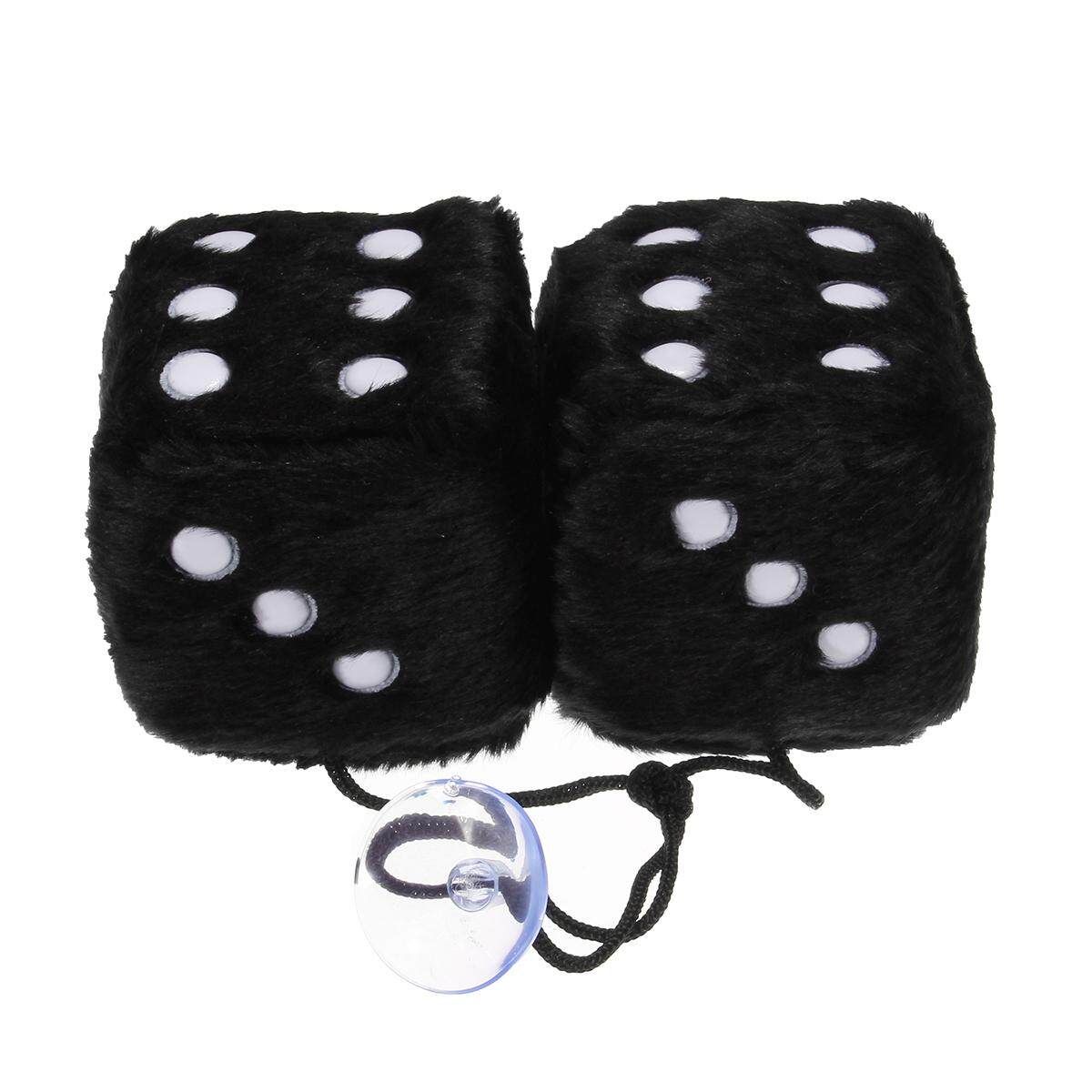 Zone Tech Vintage Car Red Hanging Mirror 2.75" Fuzzy Dice A Pair Black (black)