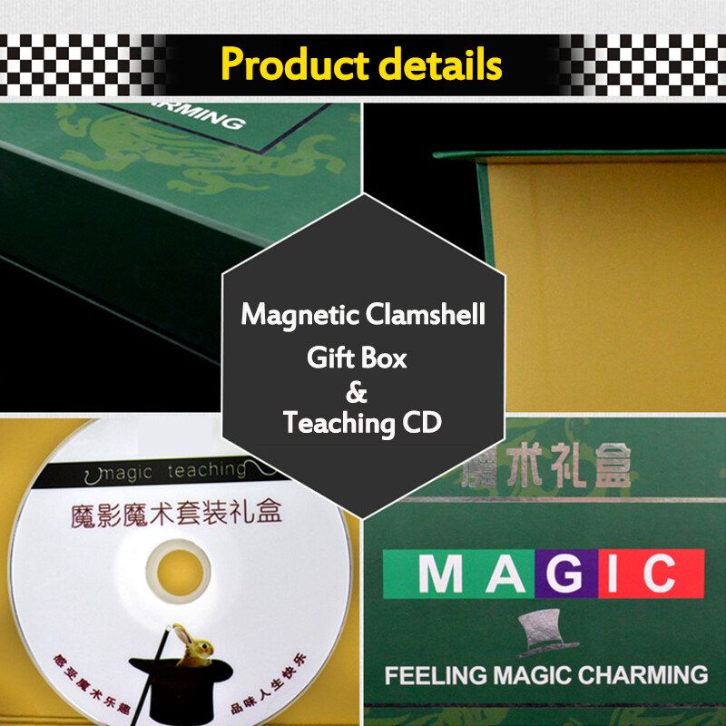 Green Magic Gift Box Magic Prop Set / Children's Magic Toy Set / Magic Gift Box Scarf Disappears Dice Card Children'S Toy Set