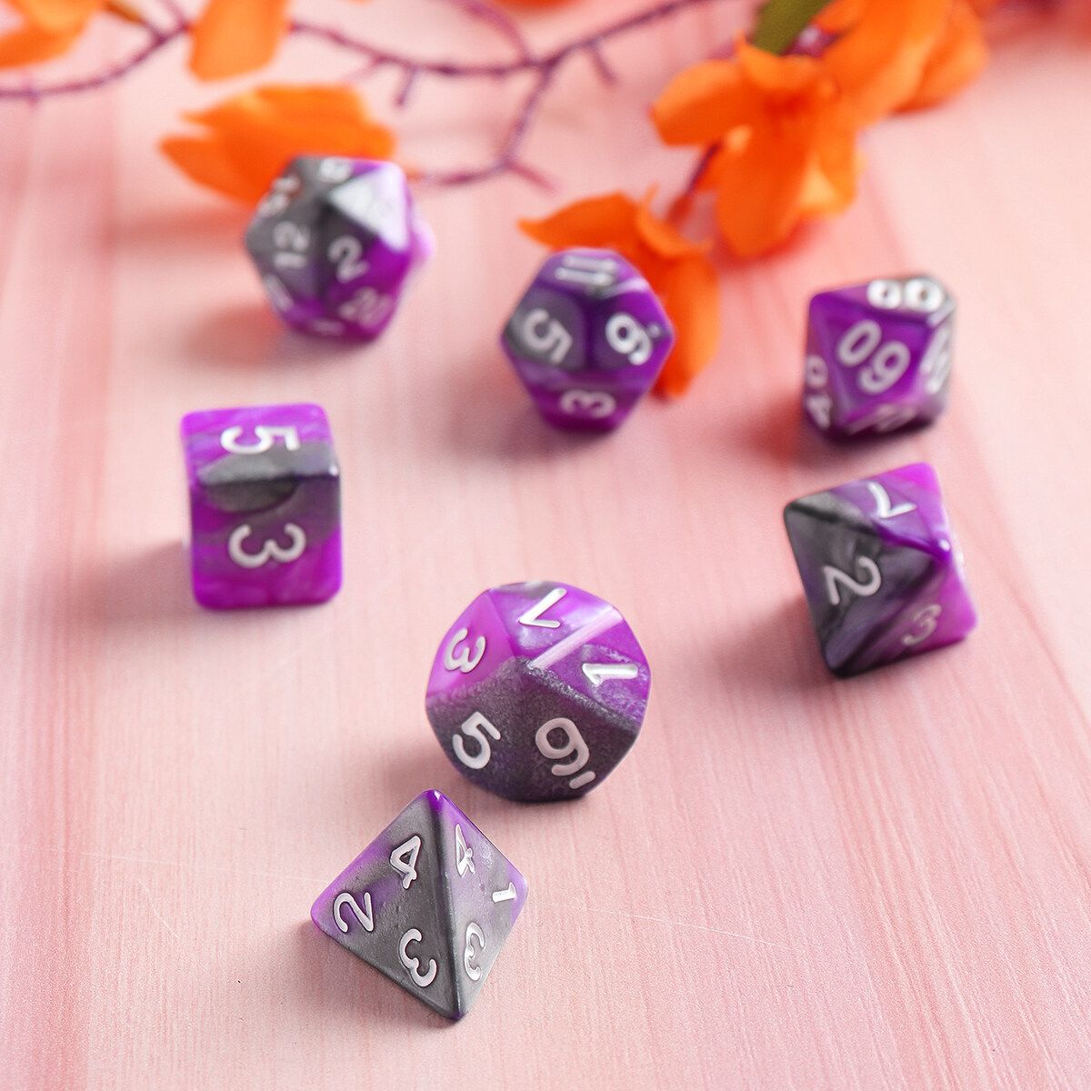 7pcs/set Polyhedral Gemini Dice Nebula Effect Mix Set Dungeons And DragonsWith Bag RPG DnD TRPG