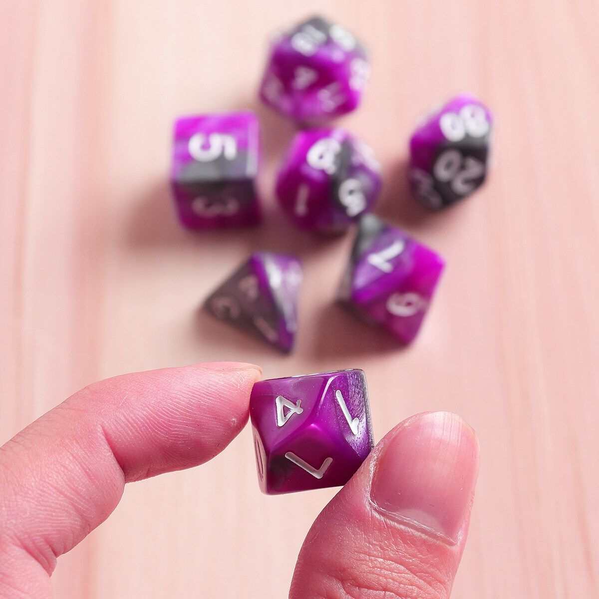 7pcs/set Polyhedral Gemini Dice Nebula Effect Mix Set Dungeons And DragonsWith Bag RPG DnD TRPG
