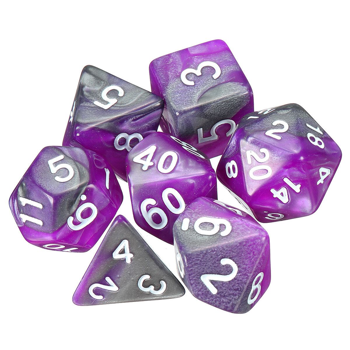7pcs/set Polyhedral Gemini Dice Nebula Effect Mix Set Dungeons And DragonsWith Bag RPG DnD TRPG